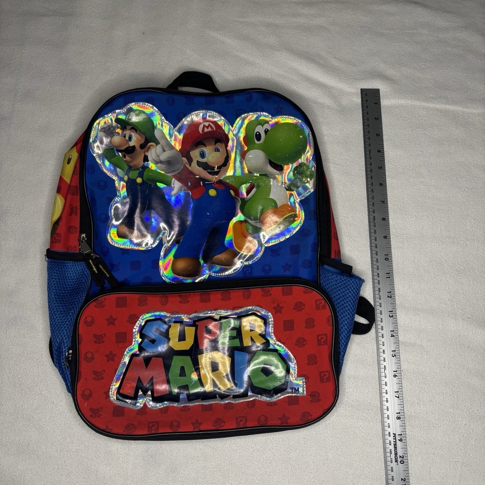 Nintendo Super Mario Backpack Kids Blue Red Good Holographic Mario Luigi‎ Yoshi - Picture 4 of 7